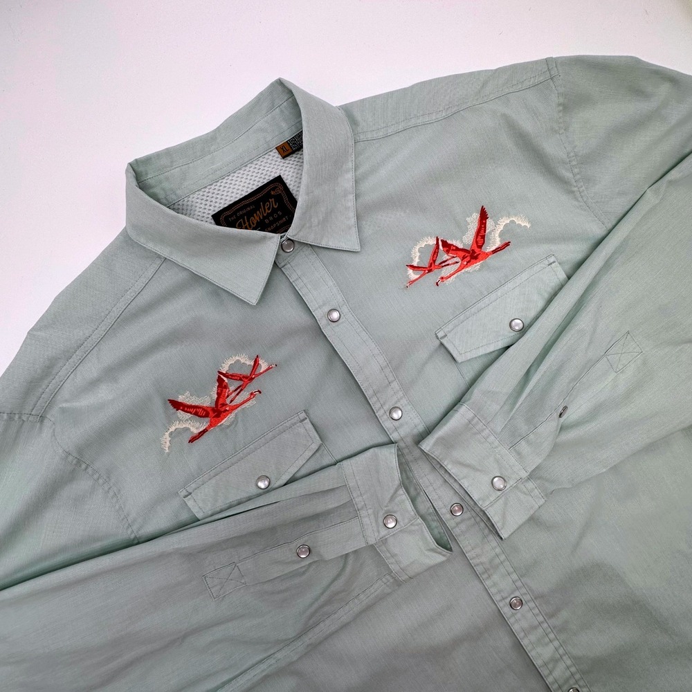 Howler Bros Gaucho Snapshirt - Flamingo Flight Long Sleeve Button Down Size XL